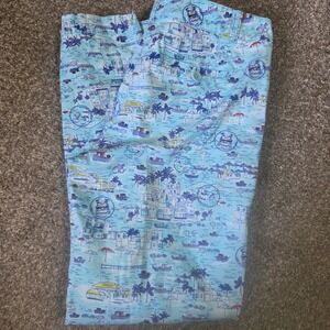 Talbots The Weekend Chino Pants Womens 4 Blue Coastal Nautical Boat Print Cotton